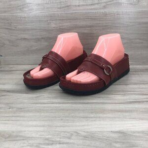American Eagle Sandals Womens 7 M Red Leather Vintage Platform Flip Flop Thong